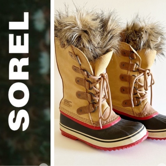 Sorel Shoes - Sorel Joan of arctic taffy and red suede waterproof winter boots size 7